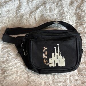 Black Waist Bag with Castle Design and “L” initial